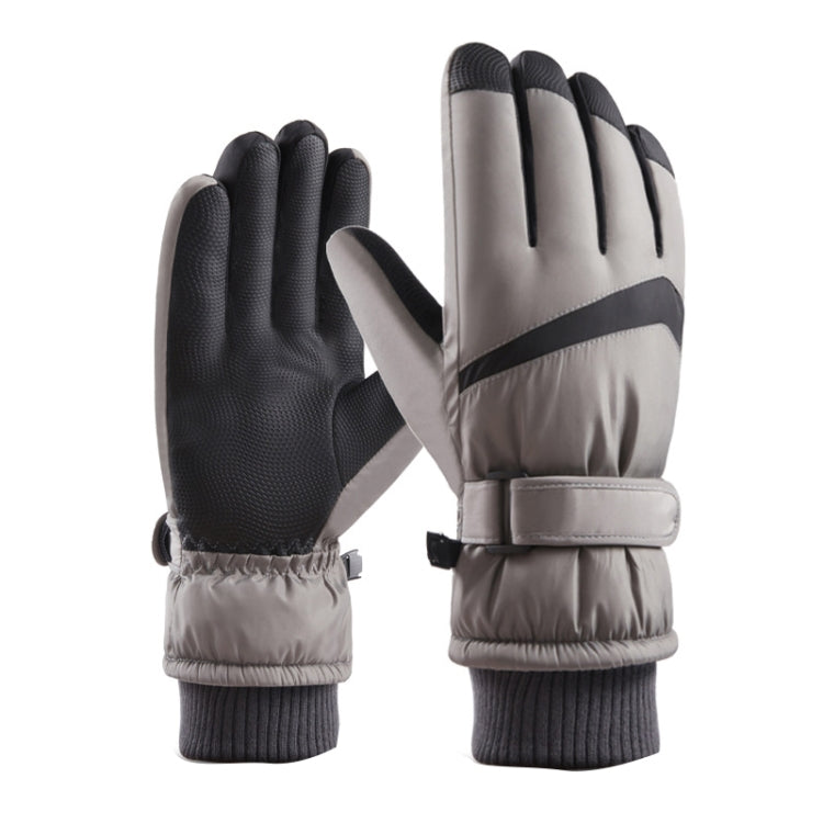 1 Pair DF-05 Outdoor Riding Waterproof Non-slip Warm Fleece Thickened Gloves Male Type (Gray)
