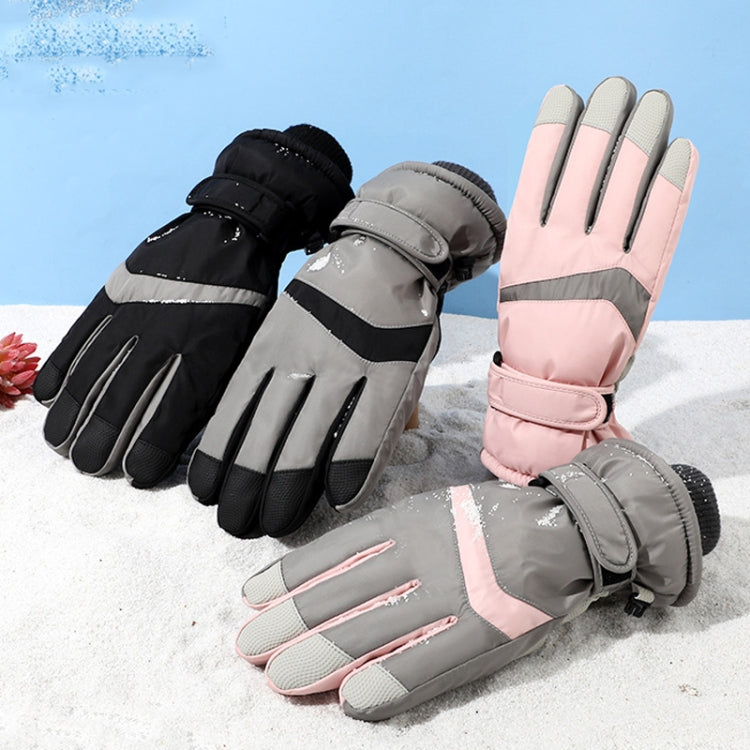 1 Pair DF-05 Outdoor Riding Waterproof Non-slip Warm Fleece Thickened Gloves Male Type (Gray)