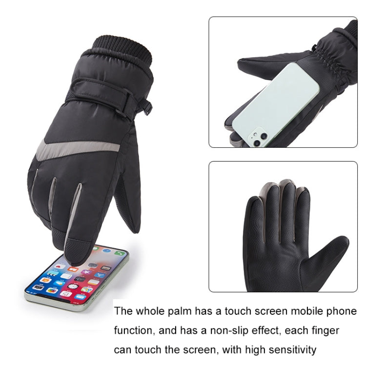 1 Pair DF-05 Outdoor Riding Waterproof Non-slip Warm Fleece Thickened Gloves Male Type (Gray)