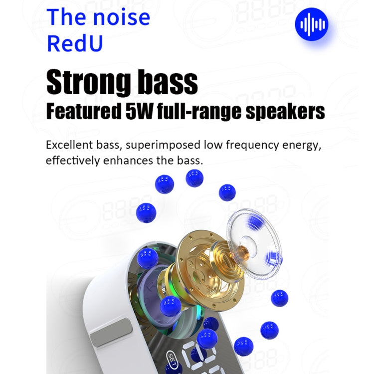 RBT-G30 Mirror Colorful Light Subwoofer Bluetooth Alarm Clock Audio, Spec: Sensor Version (Pink)