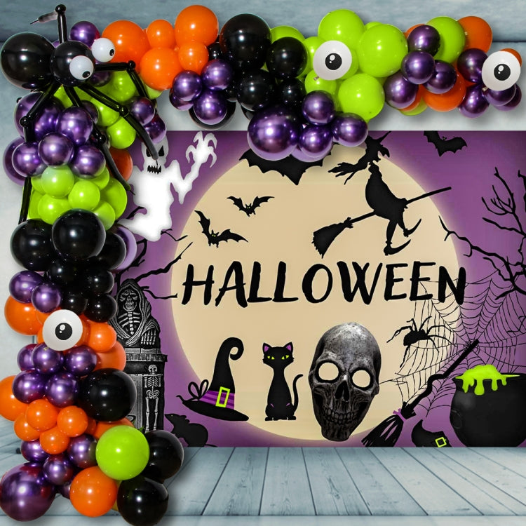 Halloween Spider Balloon Chain+Background Cloth Decoration Set(Set)