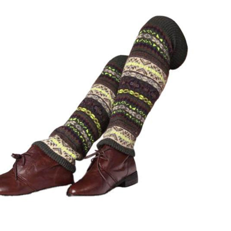 Winter Fluorescent Thickened Wool Pile Socks Women Over-the-knee Warm Leggings