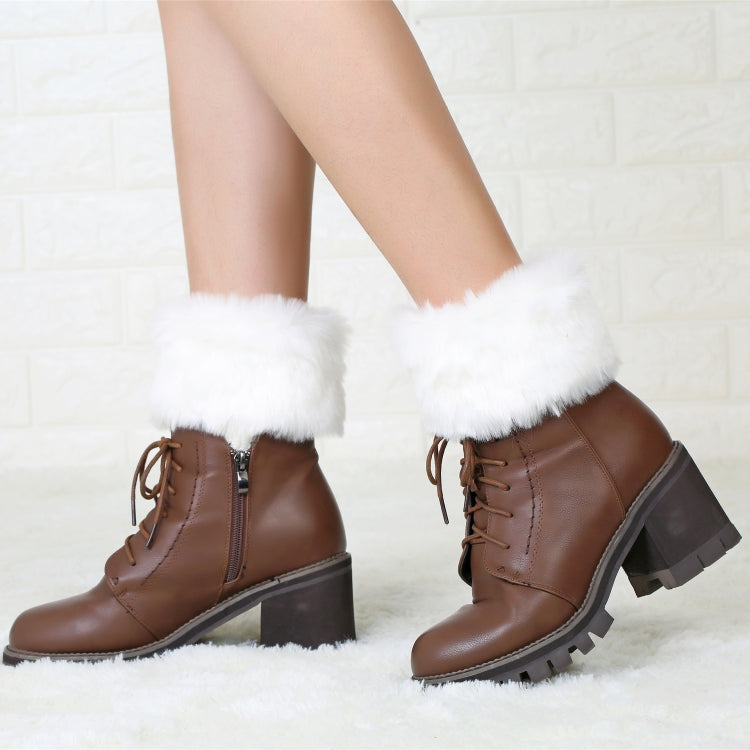 Ladies Short Type Flip Mouth Furry Warm Knit Socks Sleeve Boot Cover