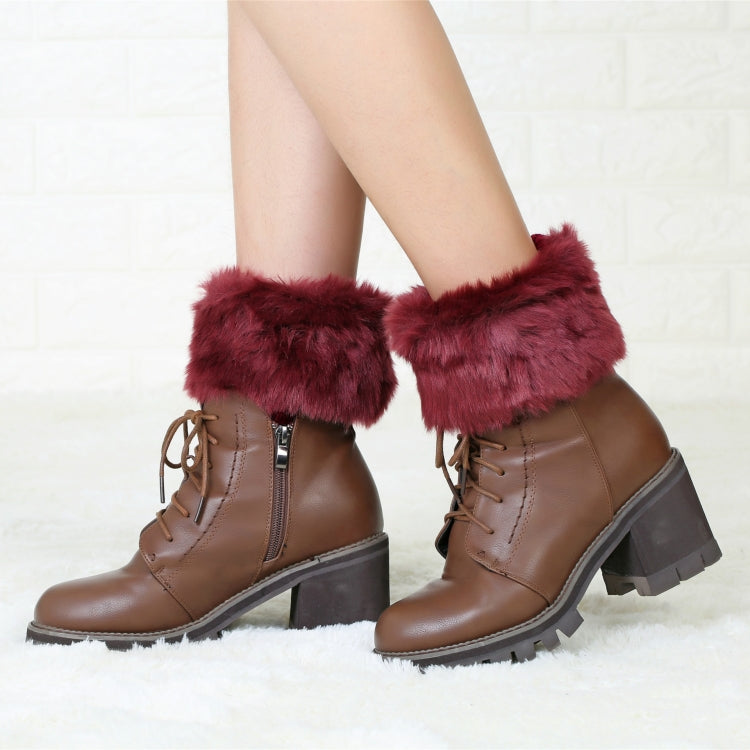 Ladies Short Type Flip Mouth Furry Warm Knit Socks Sleeve Boot Cover
