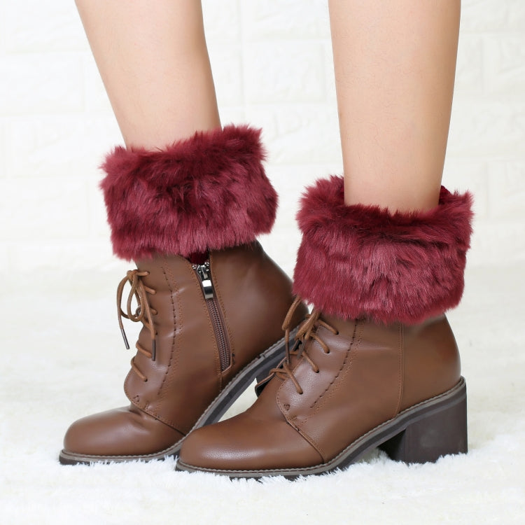 Ladies Short Type Flip Mouth Furry Warm Knit Socks Sleeve Boot Cover