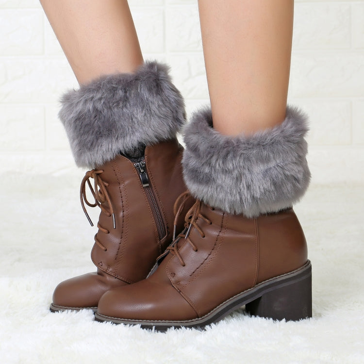 Ladies Short Type Flip Mouth Furry Warm Knit Socks Sleeve Boot Cover