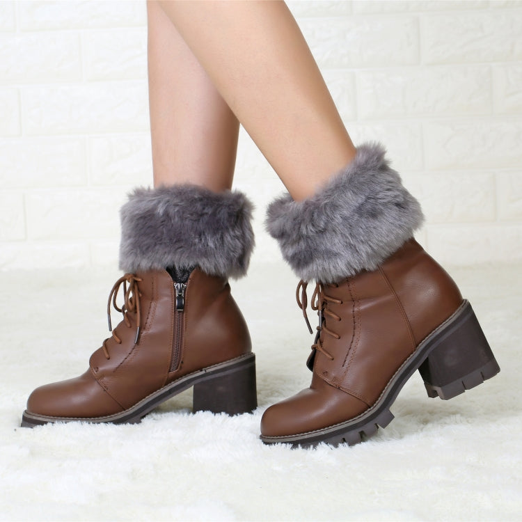 Ladies Short Type Flip Mouth Furry Warm Knit Socks Sleeve Boot Cover