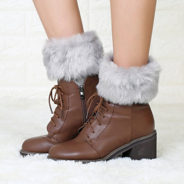 Ladies Short Type Flip Mouth Furry Warm Knit Socks Sleeve Boot Cover