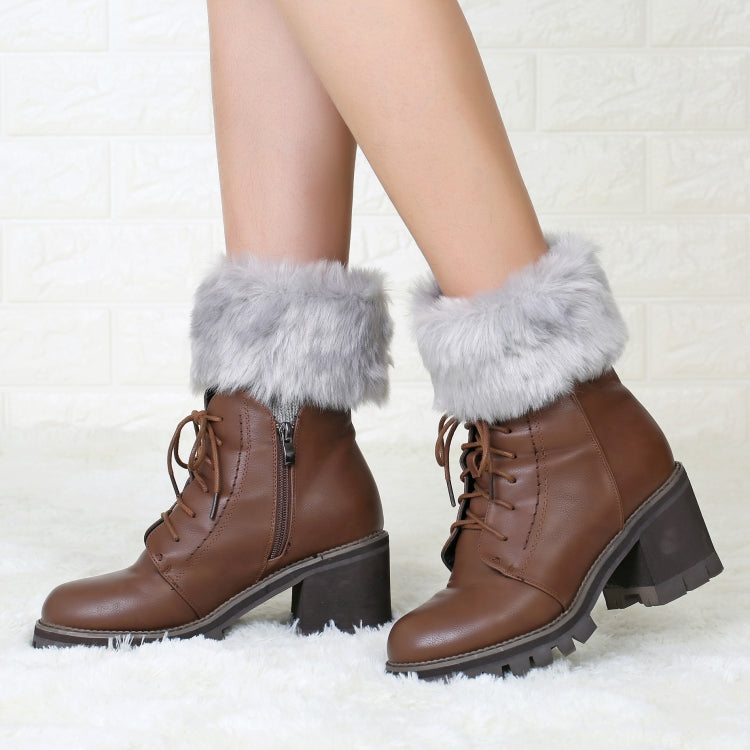 Ladies Short Type Flip Mouth Furry Warm Knit Socks Sleeve Boot Cover