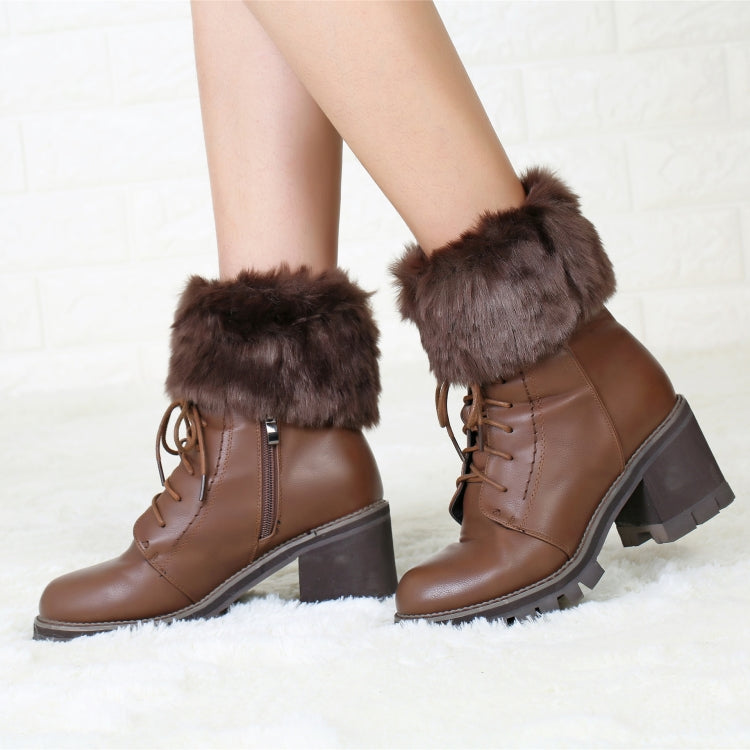 Ladies Short Type Flip Mouth Furry Warm Knit Socks Sleeve Boot Cover