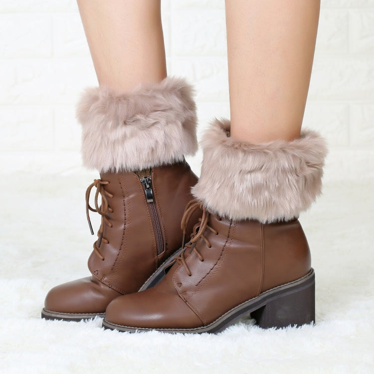 Ladies Short Type Flip Mouth Furry Warm Knit Socks Sleeve Boot Cover