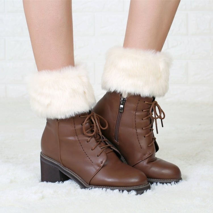 Ladies Short Type Flip Mouth Furry Warm Knit Socks Sleeve Boot Cover