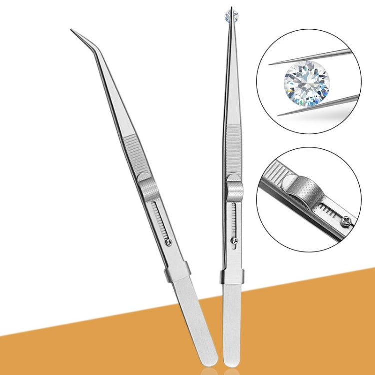Diamond Jewellery Tweezers With Slotted Stainless Steel Tweezers ,Spec: Straight