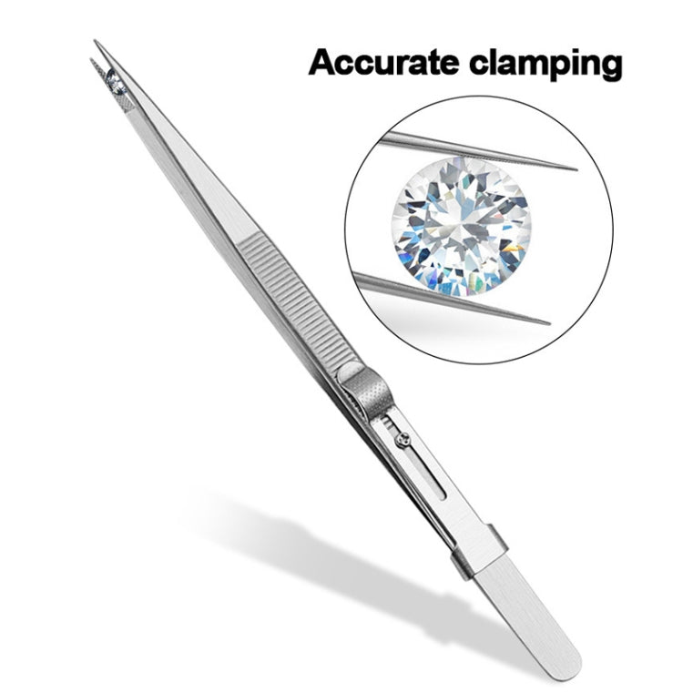 Diamond Jewellery Tweezers With Slotted Stainless Steel Tweezers ,Spec: Straight