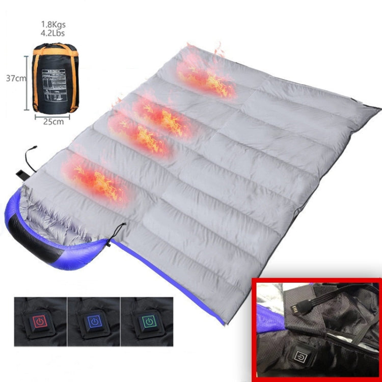 USB Electric Heating Down Cotton Sleeping Bag 3-speed Temperature Adjustment (180+30)x75cm
