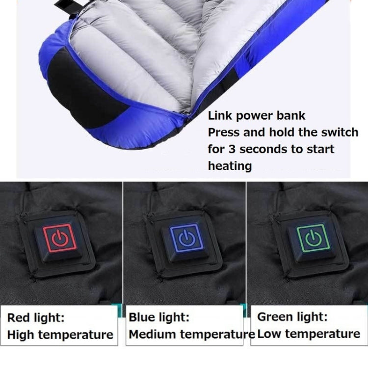 USB Electric Heating Down Cotton Sleeping Bag 3-speed Temperature Adjustment (180+30)x75cm