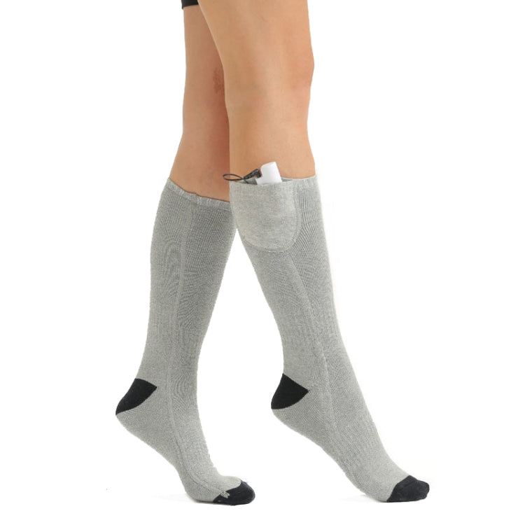 Constant Temperature USB Electric Heating Socks Long Tube Warm Socks Gray