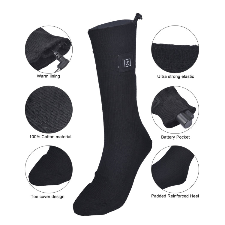 3-speed Temperature Regulation Electric Heating Socks Long Tube Warm Socks Gray