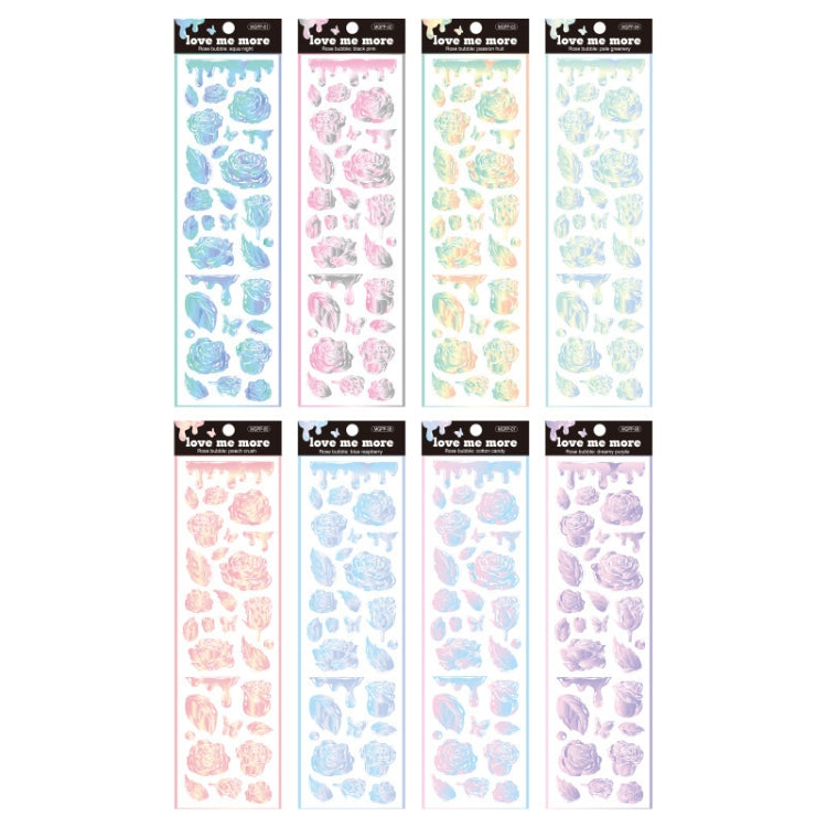 6 PCS Rose Bubble Series Hand Account Laser Waterproof PVC Sticker