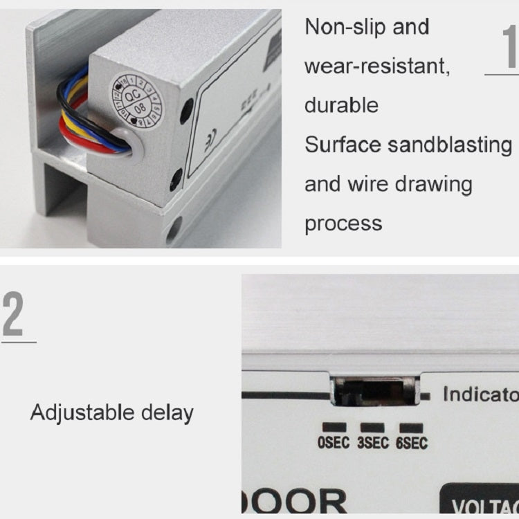 Top And Bottom Frameless Glass Door Aluminum Alloy Electric Mortise Lock