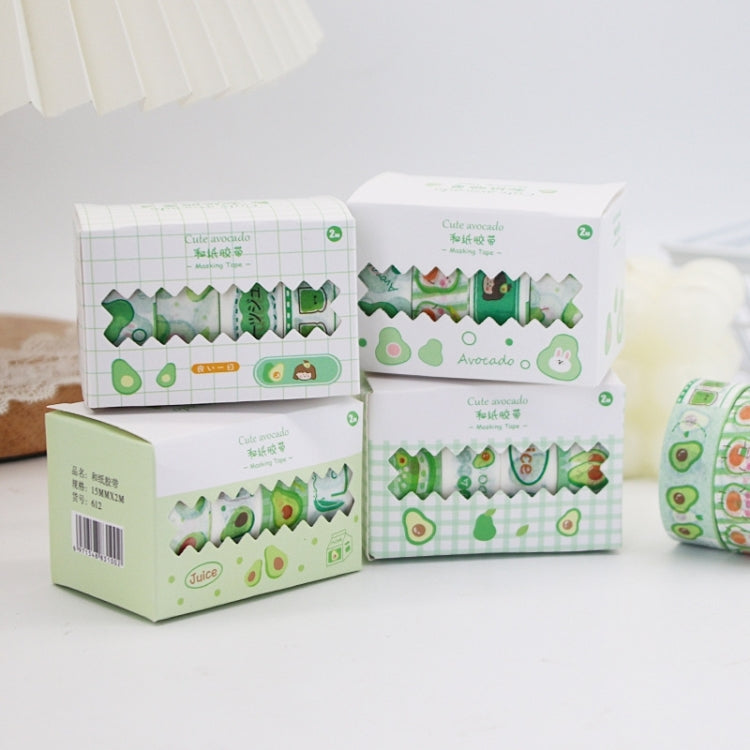 8 Boxes 4pcs/Box 15mm X 2m Avocado Girl Washi Tape Hand Account Material(Random Delivery)