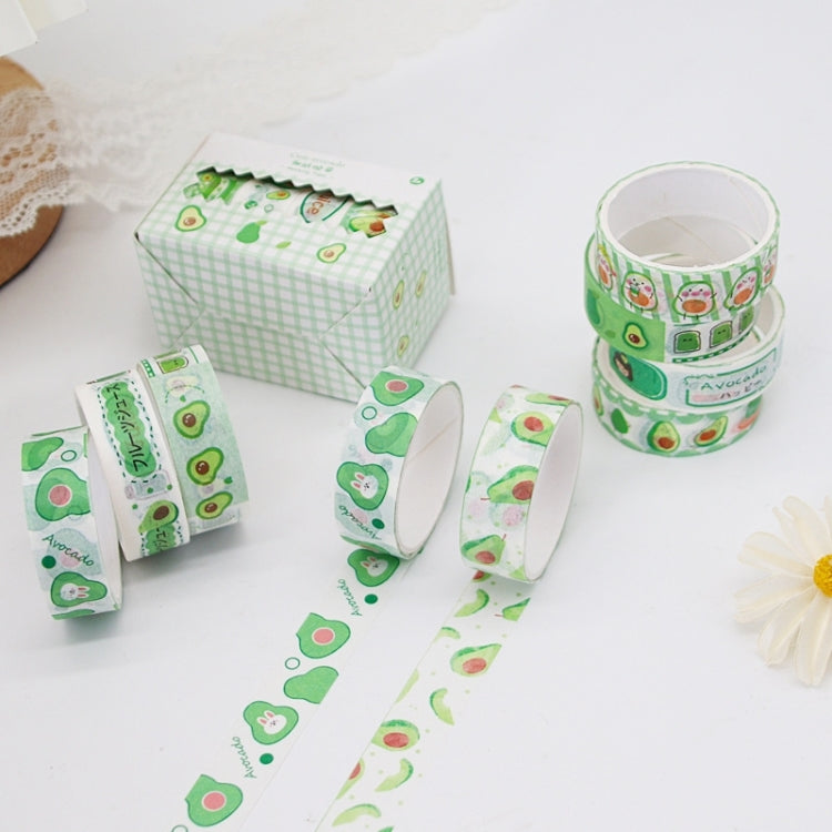 8 Boxes 4pcs/Box 15mm X 2m Avocado Girl Washi Tape Hand Account Material(Random Delivery)