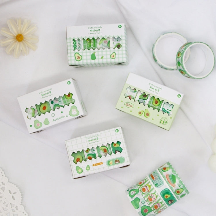 8 Boxes 4pcs/Box 15mm X 2m Avocado Girl Washi Tape Hand Account Material(Random Delivery)