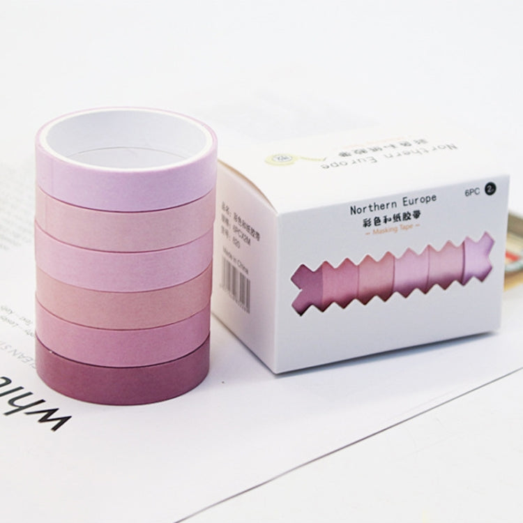 5 Sets 6pcs x 2m Student Hand Account Tape Rainbow Washi Tape