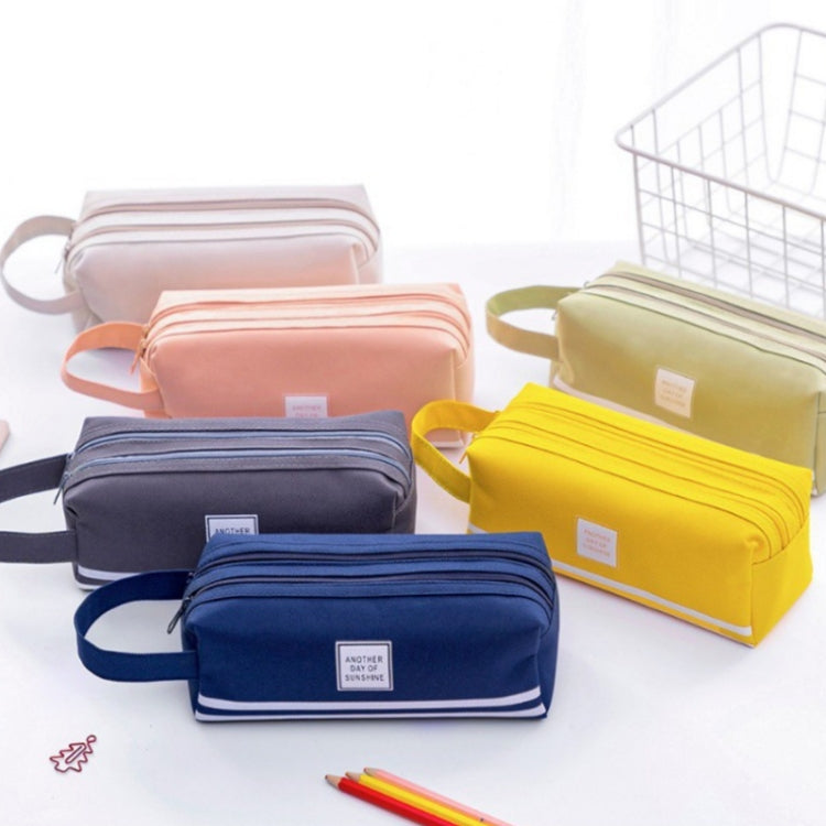 3 PCS Double Layer Large Capacity Oxford Cloth Stationery Bag, Color: Yellow