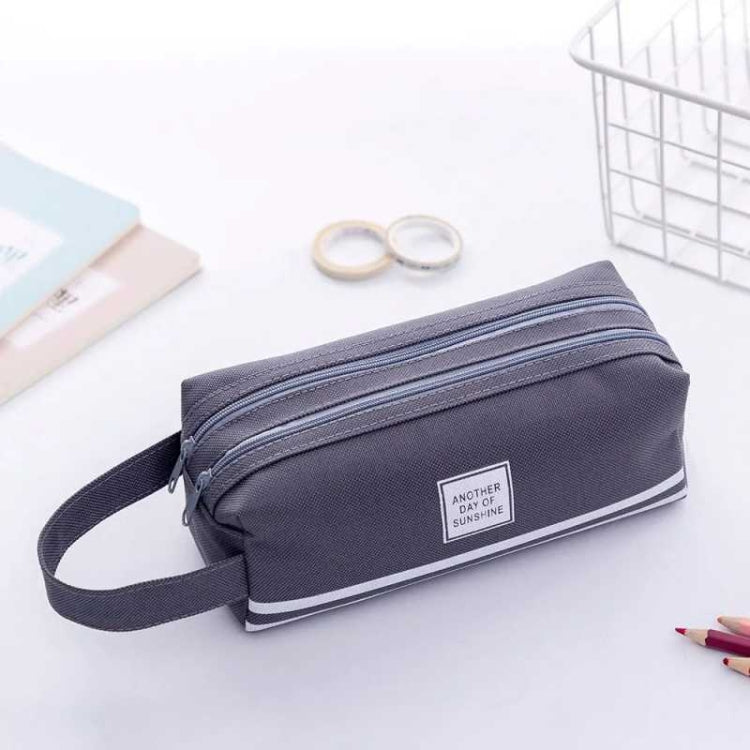 3 PCS Double Layer Large Capacity Oxford Cloth Stationery Bag, Color: Dark Gray