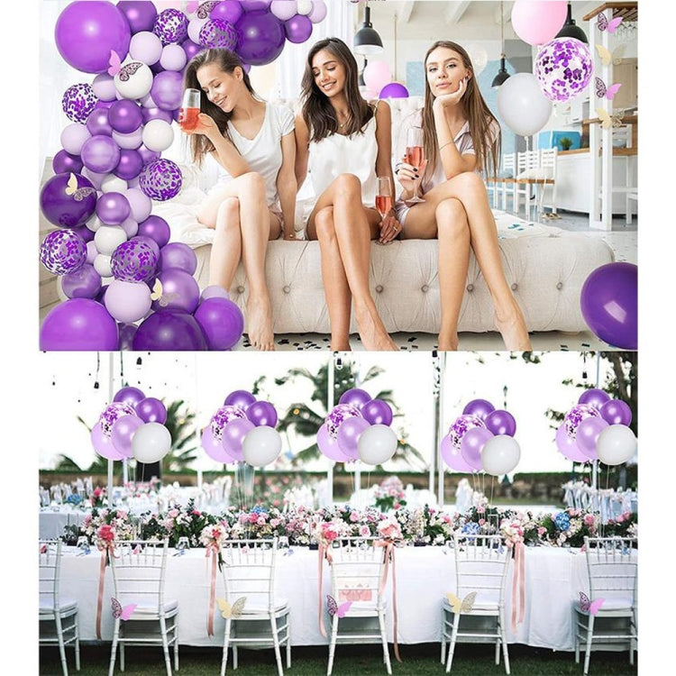 120 In 1 Purple Metal Balloon Set Kids Birthday Party Butterfly Balloon Chain Decoration