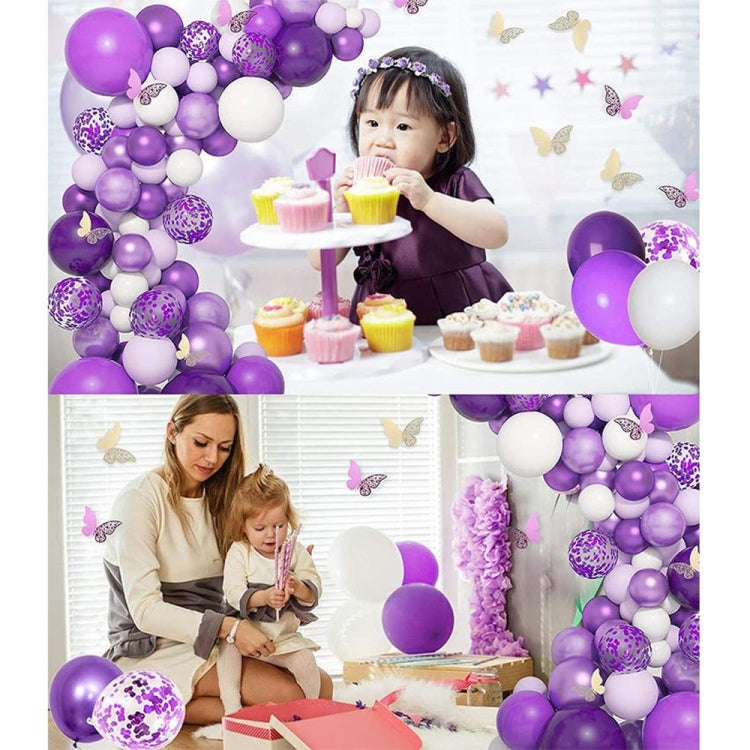 120 In 1 Purple Metal Balloon Set Kids Birthday Party Butterfly Balloon Chain Decoration