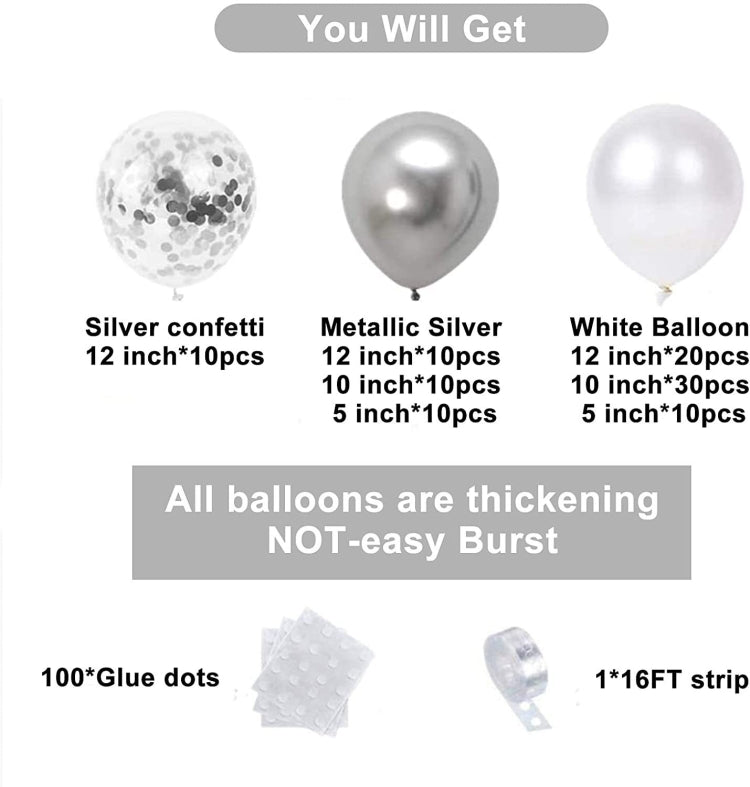 Silver White Wedding Balloon Chain Set Singles Party Proposal Party Decoration Supplies