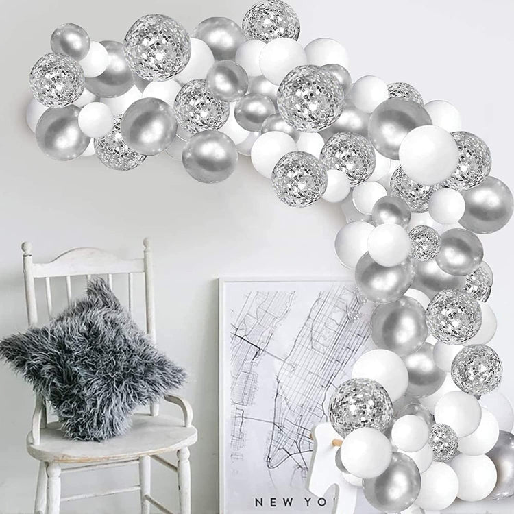 Silver White Wedding Balloon Chain Set Singles Party Proposal Party Decoration Supplies