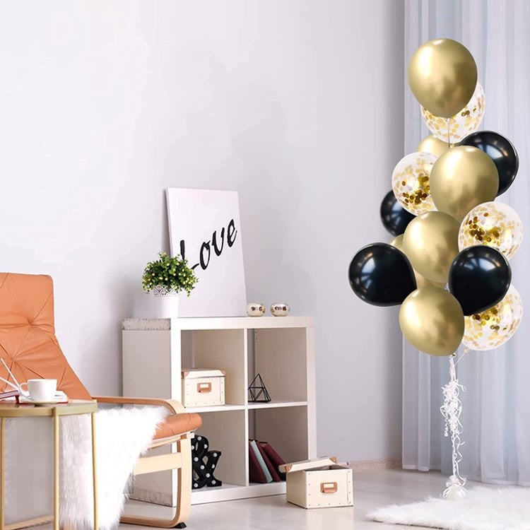 120 In 1 Black Gold Sequin Latex Balloons Wedding Birthday Party Decoration Supplies(QQTZ-1326)