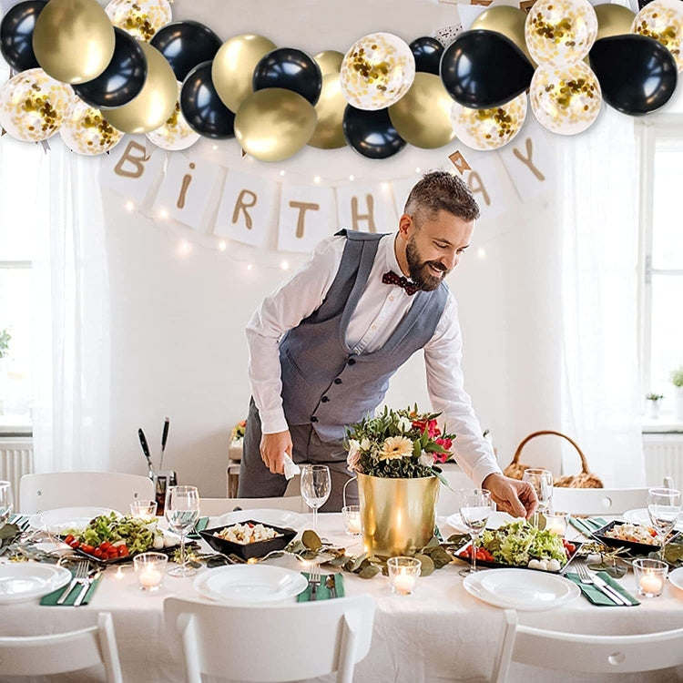 120 In 1 Black Gold Sequin Latex Balloons Wedding Birthday Party Decoration Supplies(QQTZ-1326)