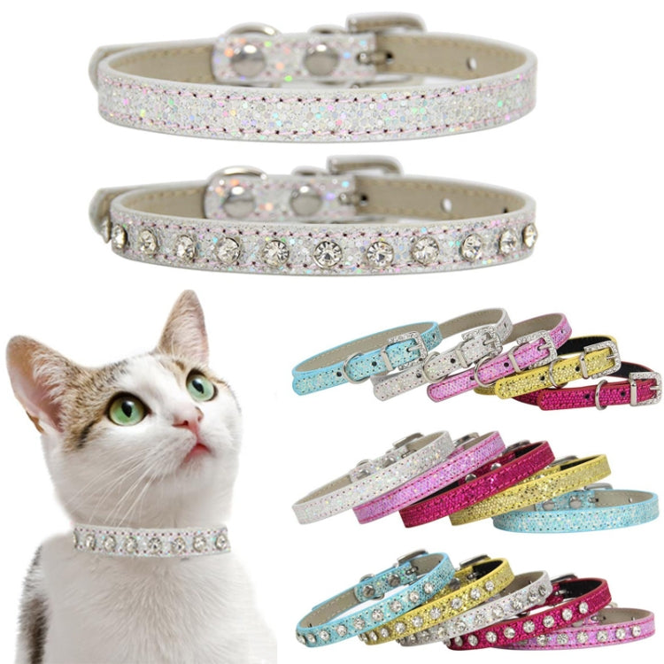 1.0 x 25cm Glitter Diamond Cat Neck Collar Decorative Supplies, Color: Diamond Rose Red