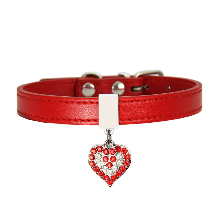 Heart Shaped Pendant PU Leather Dog Collar Pet Dog Leash, Size: