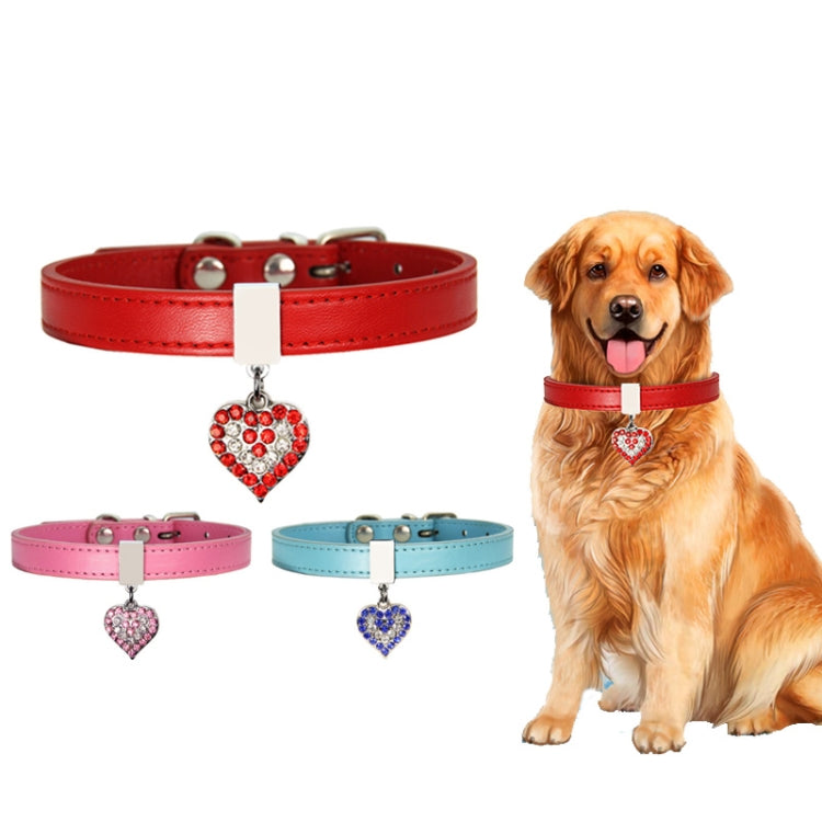 Heart Shaped Pendant PU Leather Dog Collar Pet Dog Leash, Size: