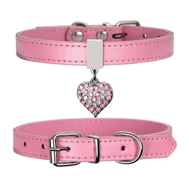 Heart Shaped Pendant PU Leather Dog Collar Pet Dog Leash, Size: