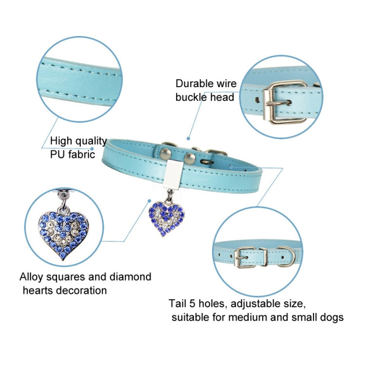 Heart Shaped Pendant PU Leather Dog Collar Pet Dog Leash, Size: