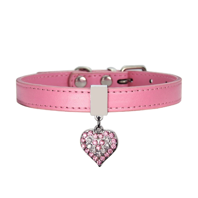 Heart Shaped Pendant PU Leather Dog Collar Pet Dog Leash, Size: