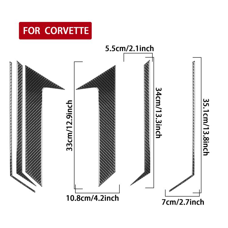 For Chevrolet Corvette C8 6pcs /Set Roof Camera Frame Sticker - Black