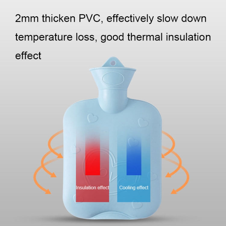 2 PCS 006 1000ml Thickened Explosion-proof Heart Embossed Water Injection Hot Water Bag