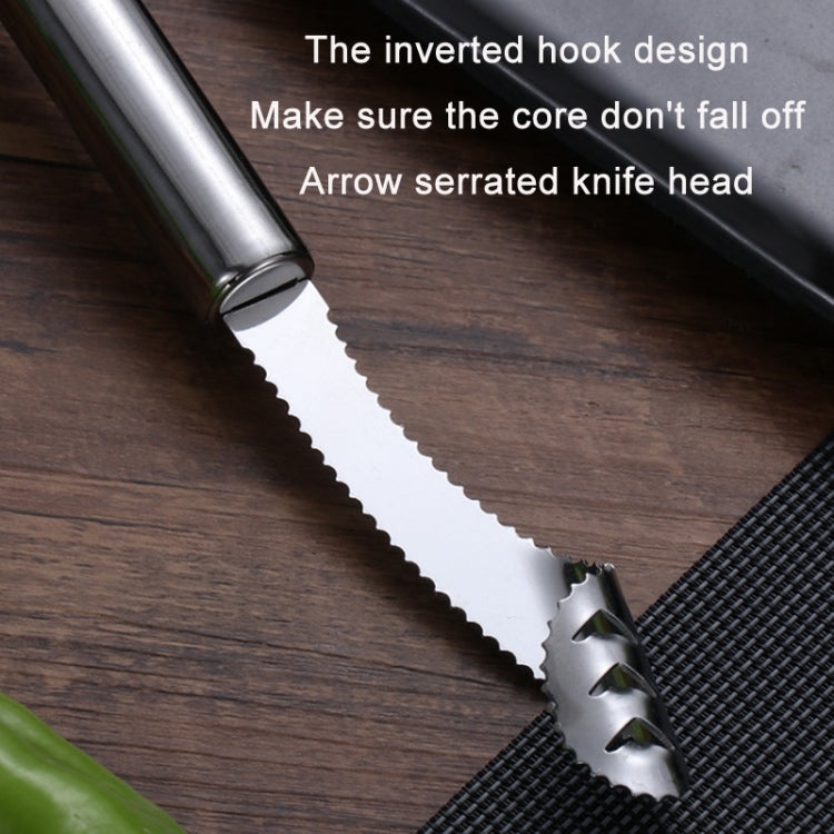 10 PCS Stainless Steel Pepper Seed Decator Fruit Kernel Knife Round Handle