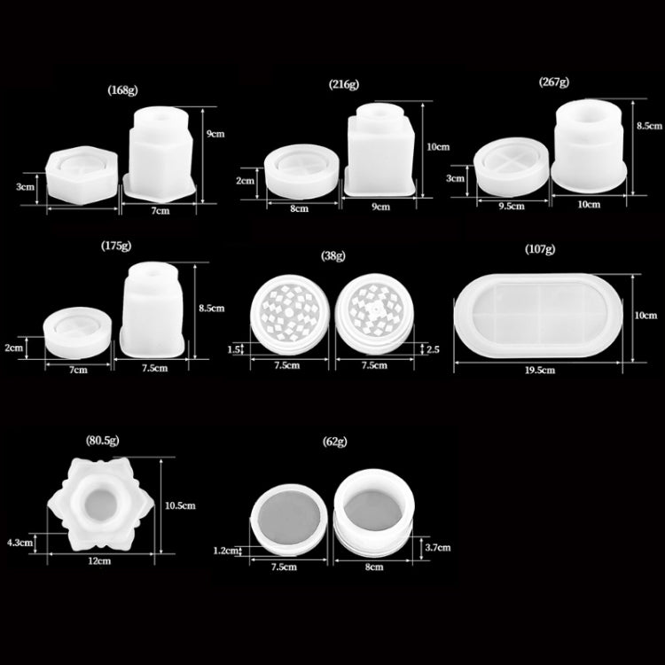 DIY Crystal Epoxy Silicone Mold Combination Set, Shape: Lotus Storage+Grinding Device