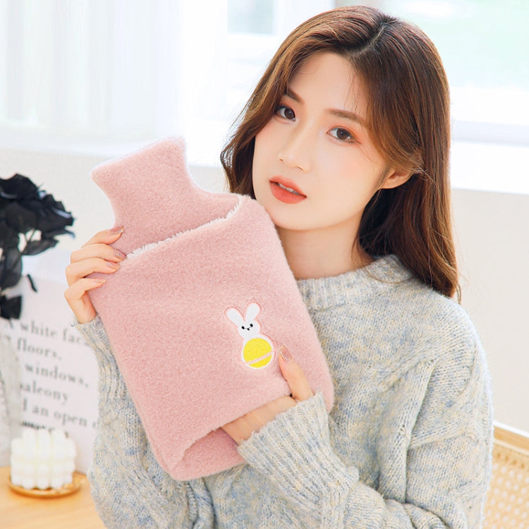 Detachable Washing Cloth Cover Rubber Hot Water Bag Can Be Intervened, Color: Pink Rabbit 2000ML