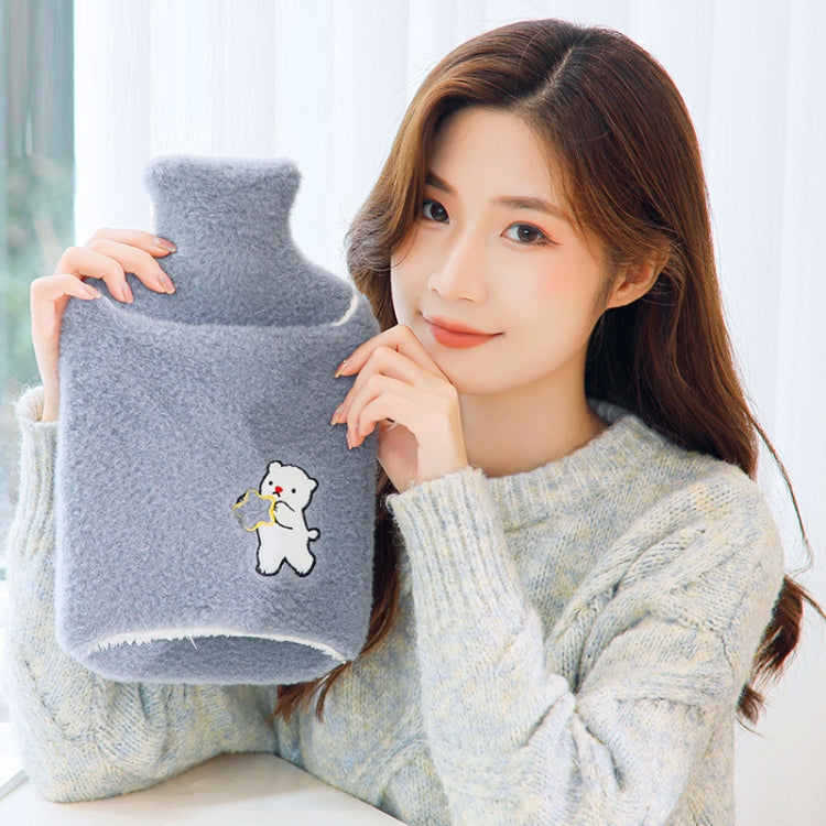 Detachable Washing Cloth Cover Rubber Hot Water Bag Can Be Intervened, Color: Blue Bear 1000ML