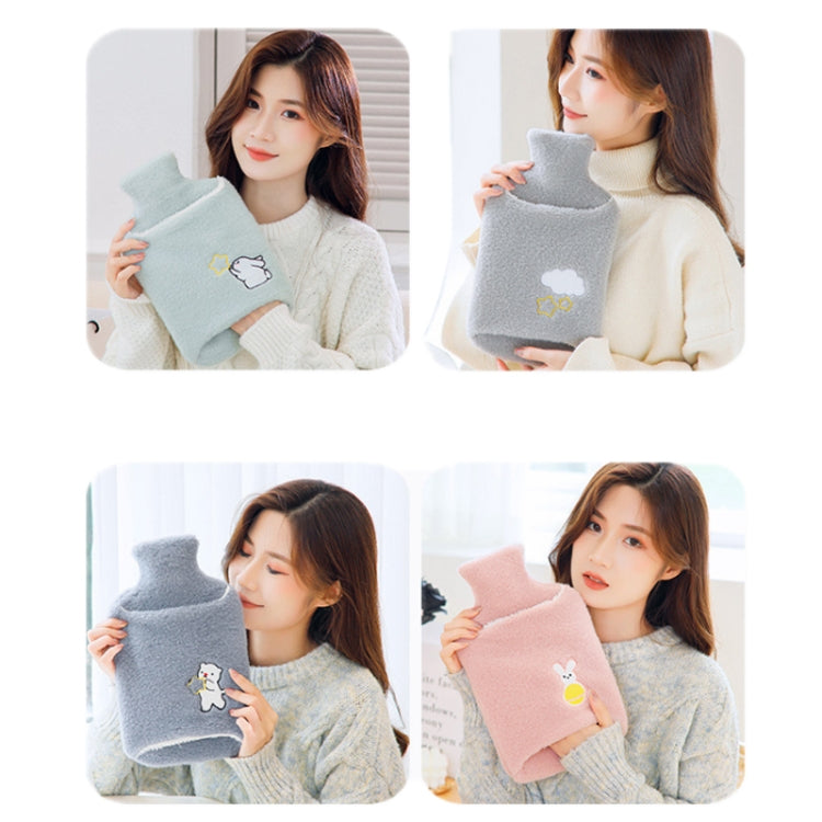 Detachable Washing Cloth Cover Rubber Hot Water Bag Can Be Intervened, Color: Green Star Rabbit 1000ML