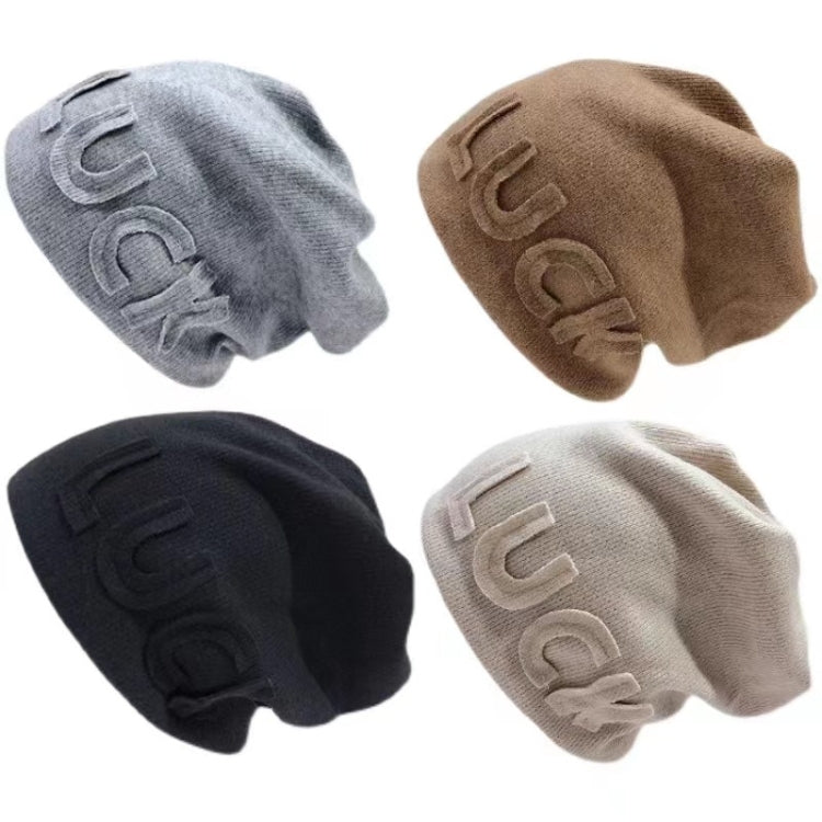 Letter Patch Ear-Protection Warm Vintage Knit Hat